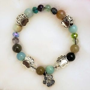 Agate/Amazonite Puppy Paw Stretch Bracelet